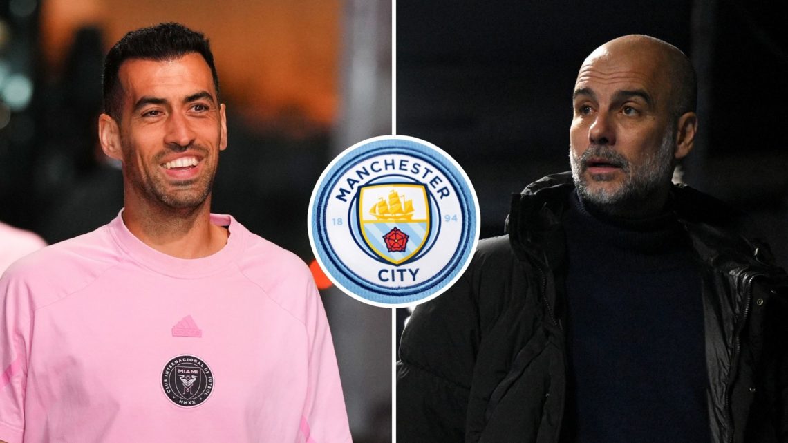 Sergio Busquets and Pep Guardiola.